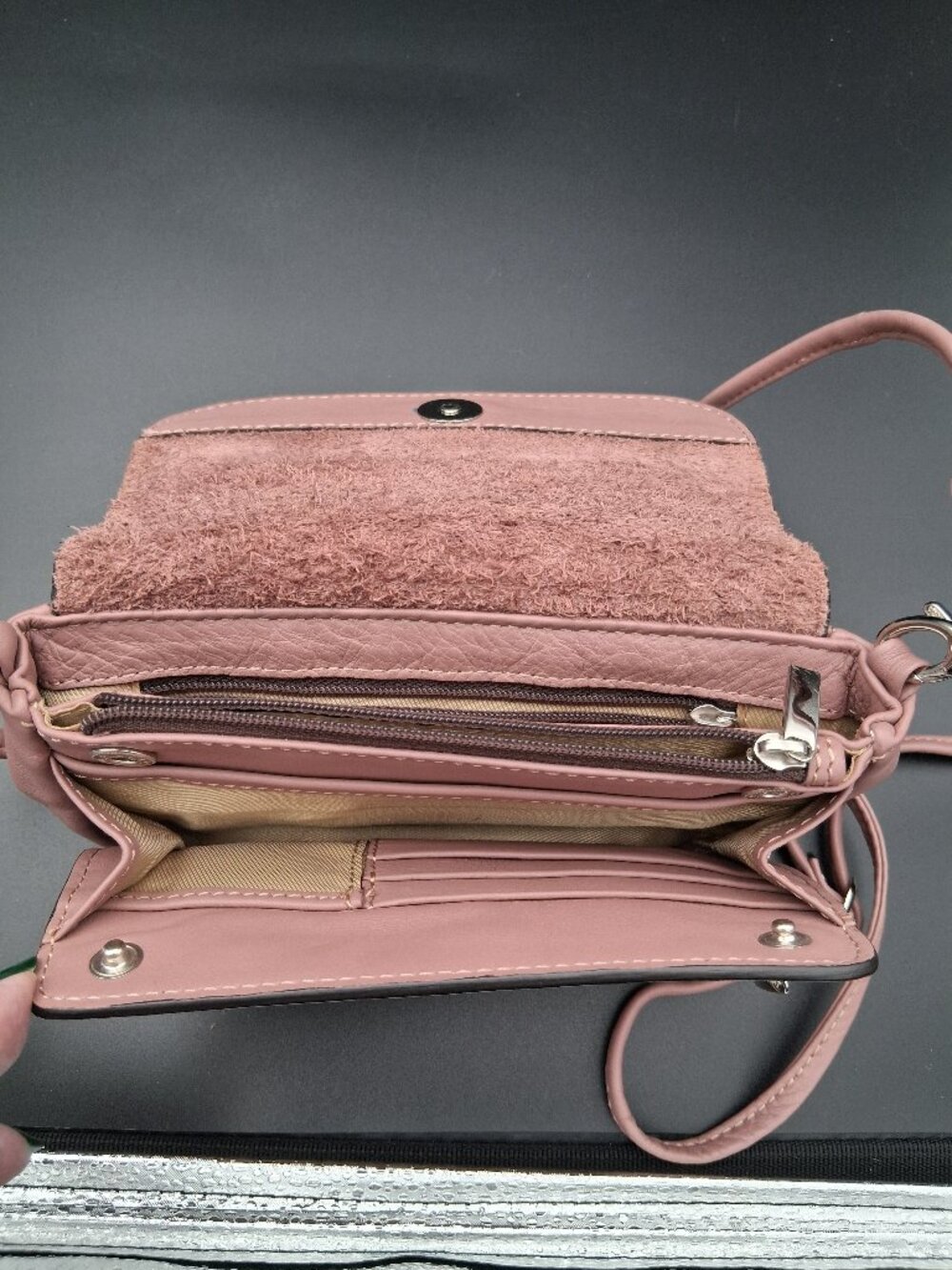 Gianni Conti Dusty Pink Leather Mini Crossbody Bag Detachable Leather Strap - Picture 3 of 8